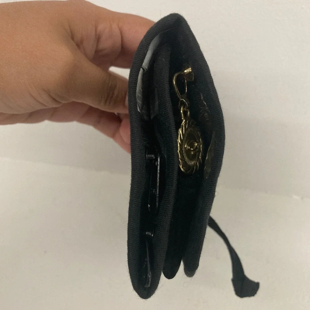 VTG Oscar de la Renta Black Sateen Travel Cosmetic Roll Organizer Essentials Hot